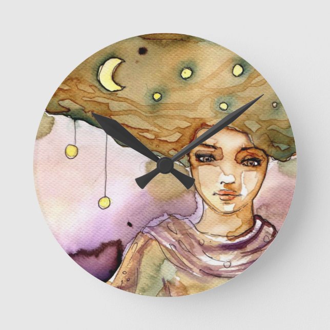 Abstract portrait and pretty woman round clock (Front)