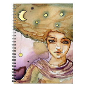 Abstract portrait and pretty woman spiral notebook
