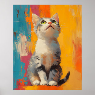 abstract portrait, color blocks, white hair, moder poster