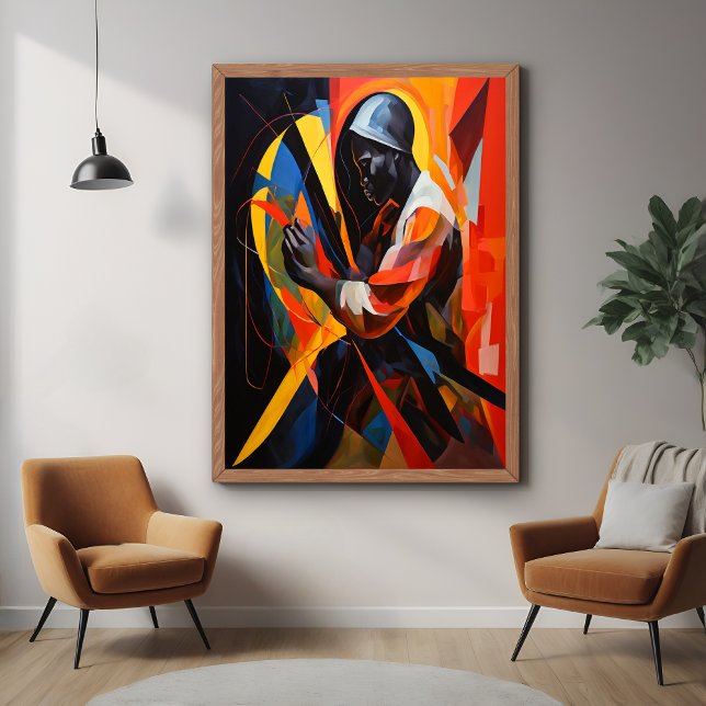 Abstract Portrait in Vibrant Colours Modern Art Poster (Creator Uploaded)