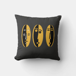 abstract portrait masks design cushion