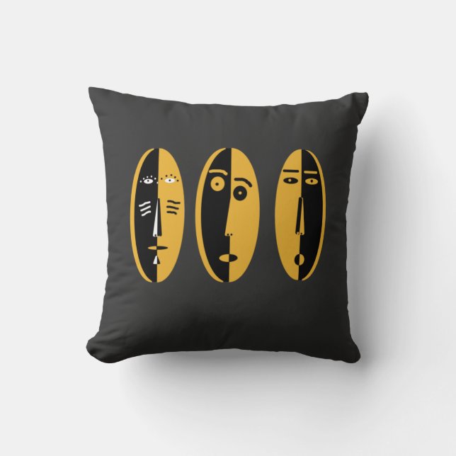 abstract portrait masks design cushion (Front)