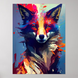 Abstract Portrait of a Fox Poster