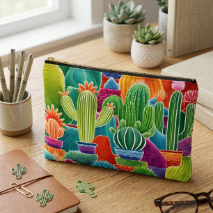 Abstract Potted Cacti Accessory Pouch