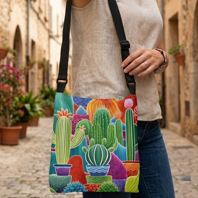 Abstract Potted Cacti Crossbody Bag (Creator Uploaded)