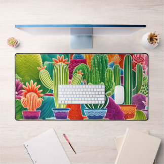 Abstract Potted Cacti Desk Mat