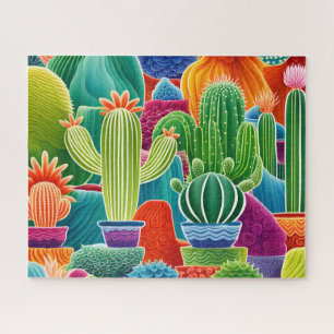 Abstract Potted Cacti Jigsaw Puzzle