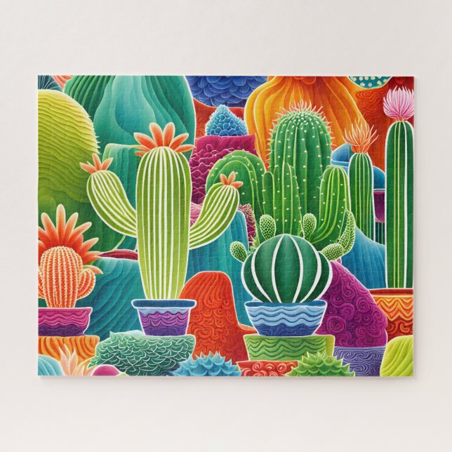 Abstract Potted Cacti Jigsaw Puzzle (Horizontal)