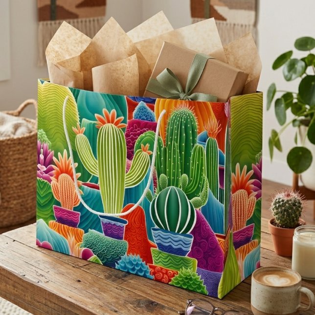 Abstract Potted Cacti Large Gift Bag (Creator Uploaded)