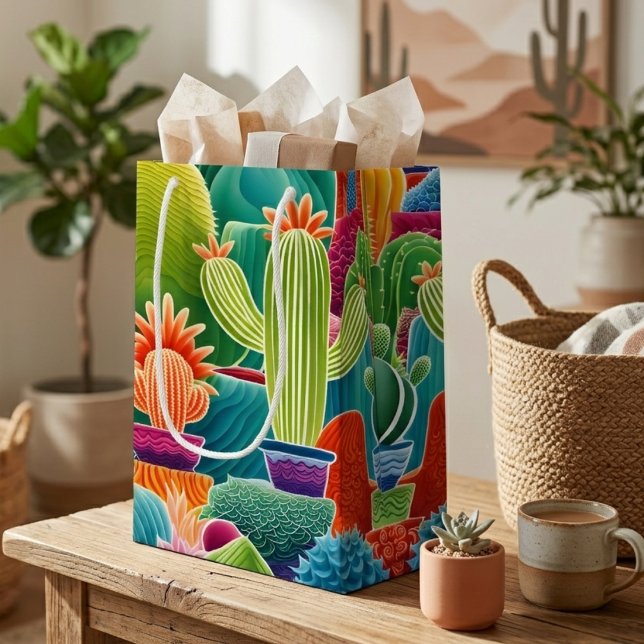 Abstract Potted Cacti Medium Gift Bag (Creator Uploaded)
