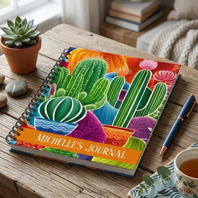 Abstract Potted Cacti With Cover Text Notebook (Creator Uploaded)