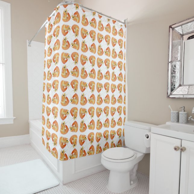 Abstract prawn pattern shower curtain (In Situ)