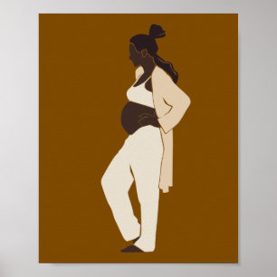 Abstract Pregnant Woman Silhouette Maternity Art Poster