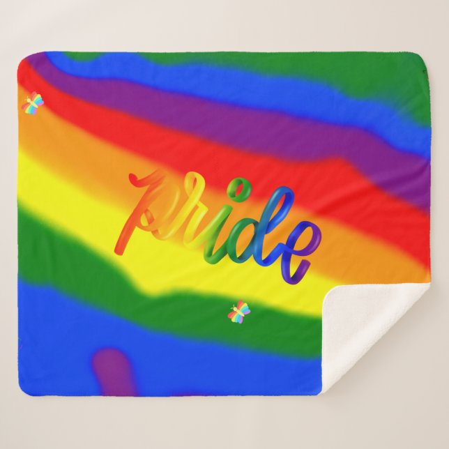 Abstract Pride Rainbow Sherpa Blanket (Front (Horizontal))