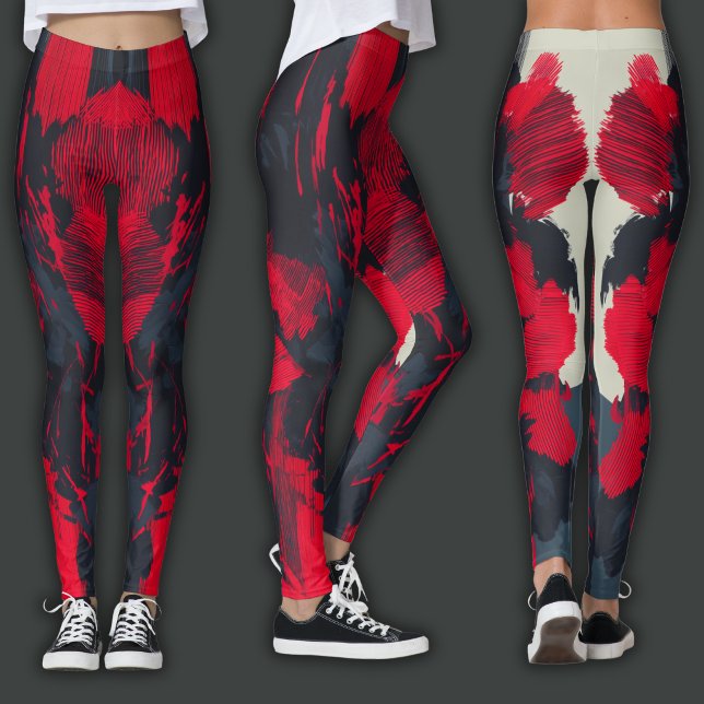 Abstract Print | Crimson Noir Leggings (Creator Uploaded)