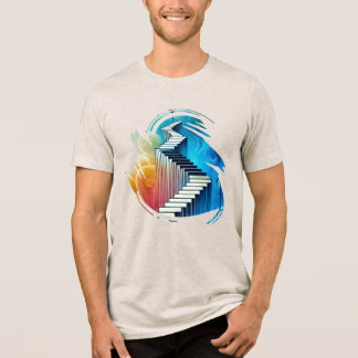 Abstract Print T-Shirt - Stairs to Multiverse Tri-Blend Shirt