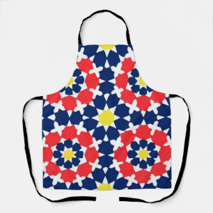abstract print with stars and x-es apron