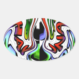Abstract Profile Art Print Oval Sticker