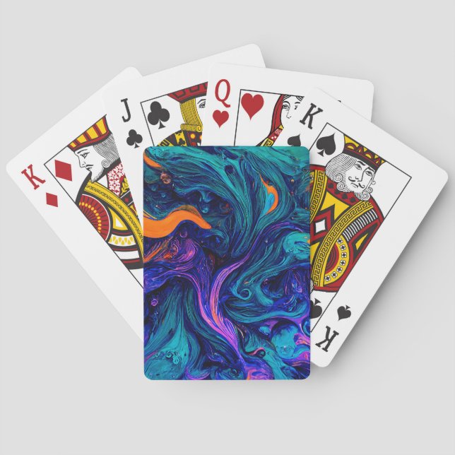 Abstract psychedelic Colours Throw Pillow Playing Cards (Back)