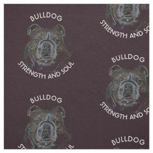 Abstract Psychedelic Dark Bulldog Drawing Fabric