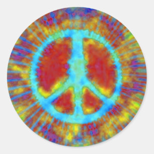 Abstract Psychedelic Fine Tie-Dye Peace Sign Classic Round Sticker