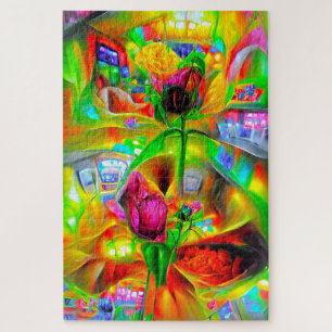 Abstract Psychedelic Flowers  Jigsaw Puzzle