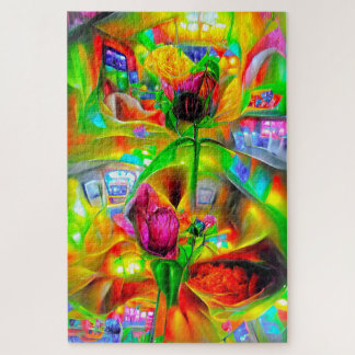 Abstract Psychedelic Flowers Jigsaw Puzzle