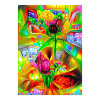 Abstract Psychedelic Flowers Photo Print