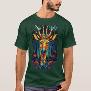 Abstract Psychedelic Giraffe Portrait T-Shirt
