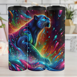 Abstract Psychedelic Panther in Colors Thermal Tumbler