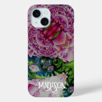 Abstract psychedelic pink florals flowers