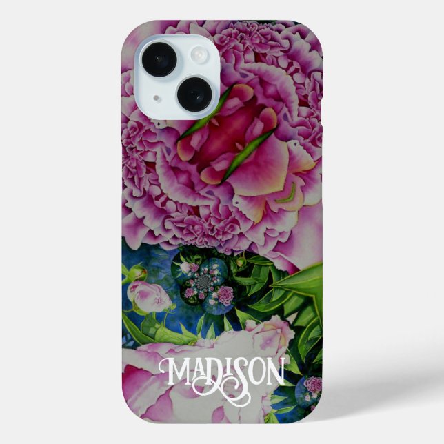 Abstract psychedelic pink florals flowers Case-Mate iPhone case (Back)