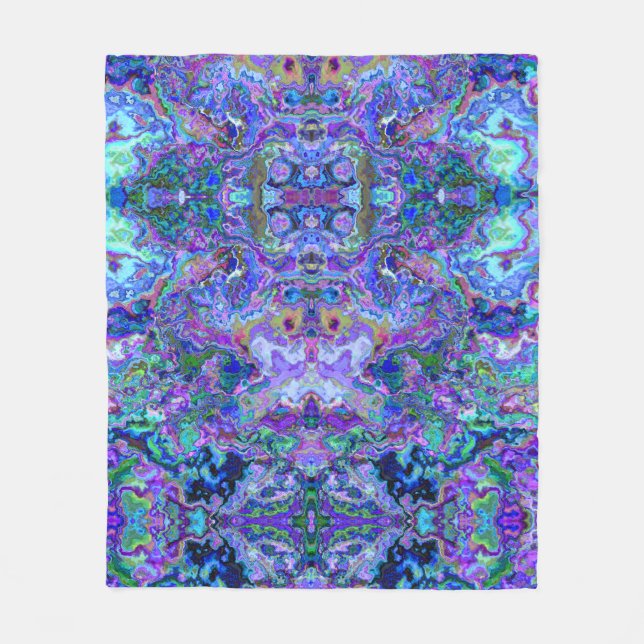 Abstract Psychedelic Purple Marbled Pattern Fleece Blanket (Front)