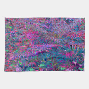 Abstract Psychedelic Rainbow Colours Foliage Garde Tea Towel