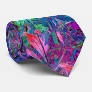 Abstract Psychedelic Rainbow Colours Foliage Garde Tie