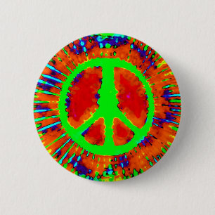 Abstract Psychedelic Tie-Dye Peace Sign 6 Cm Round Badge