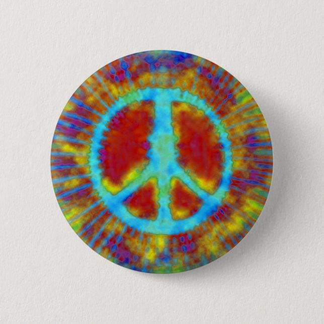Abstract Psychedelic Tie-Dye Peace Sign 6 Cm Round Badge (Front)
