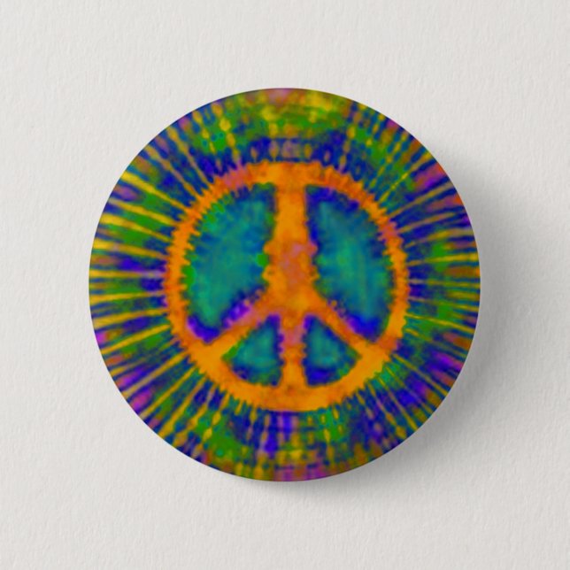 Abstract Psychedelic Tie-Dye Peace Sign 6 Cm Round Badge (Front)