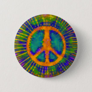 Abstract Psychedelic Tie-Dye Peace Sign 6 Cm Round Badge