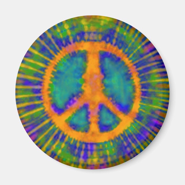 Abstract Psychedelic Tie-Dye Peace Sign Magnet (Front)