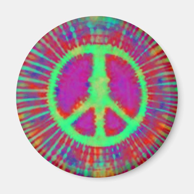 Abstract Psychedelic Tie-Dye Peace Sign Magnet (Front)