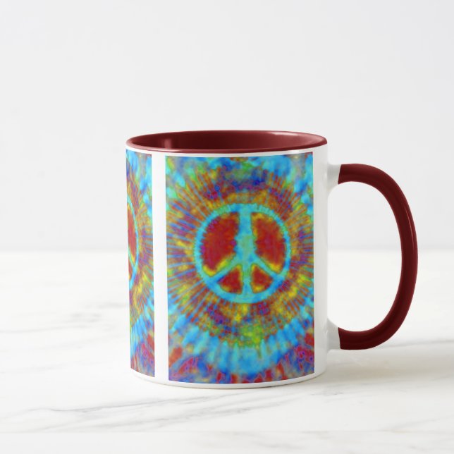 Abstract Psychedelic Tie-Dye Peace Sign Mug (Right)