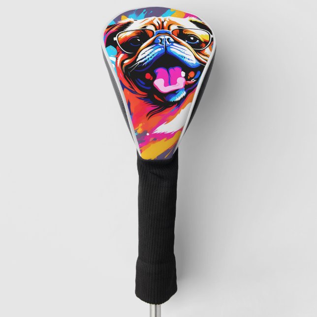 Abstract Pug With Sunglasses Golf Head Cover (Front)