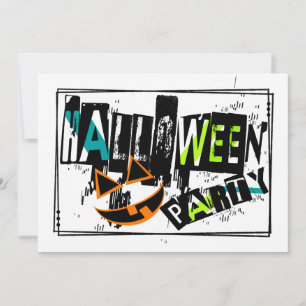 Abstract Pumpkin Smile Halloween Party Invite