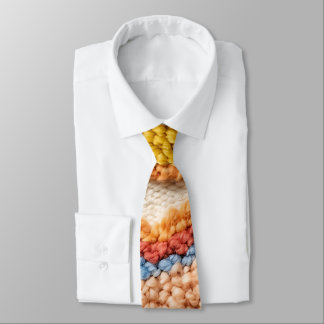 Abstract Punch Needle Cloud Coral Peach Neck Tie