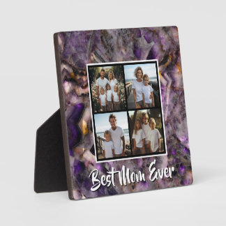 Abstract purple amethyst quartz marble granite mum plaque