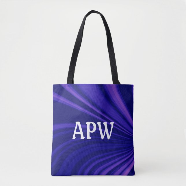 Abstract Purple and Black Monogram Tote Bag (Front)