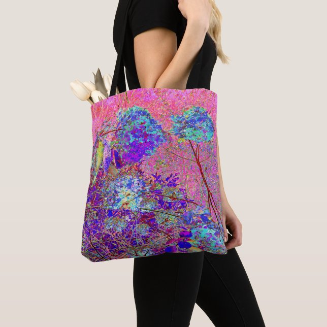 Abstract Purple and Blue Hydrangea with Magenta Tote Bag (Close Up)
