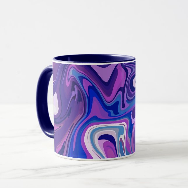 Abstract Purple and Blue Swirl Design Mug (Front Left)