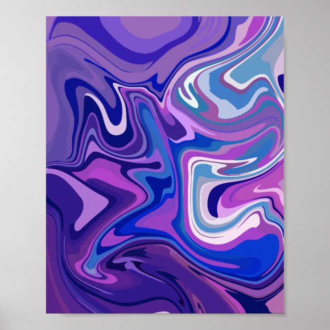 Abstract Purple and Blue Swirl Design  Poster (Front)